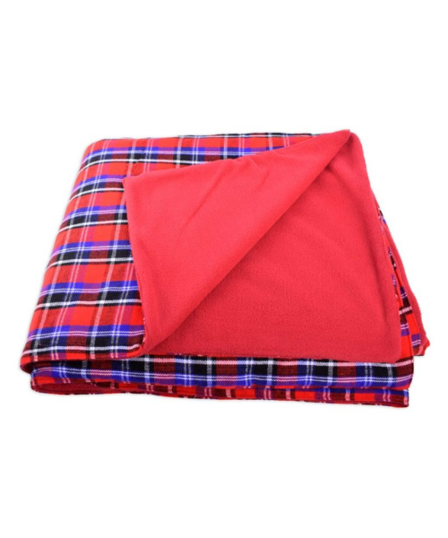 Blue Boxed Maasai Fleece Blanket - Image 3