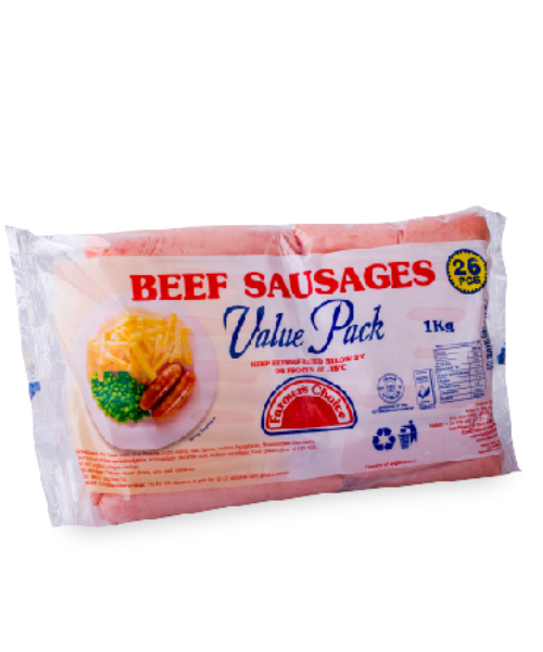 Beef Sausages Value Pack 1kg - Farmers Choice